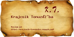 Krajcsik Tonuzóba névjegykártya